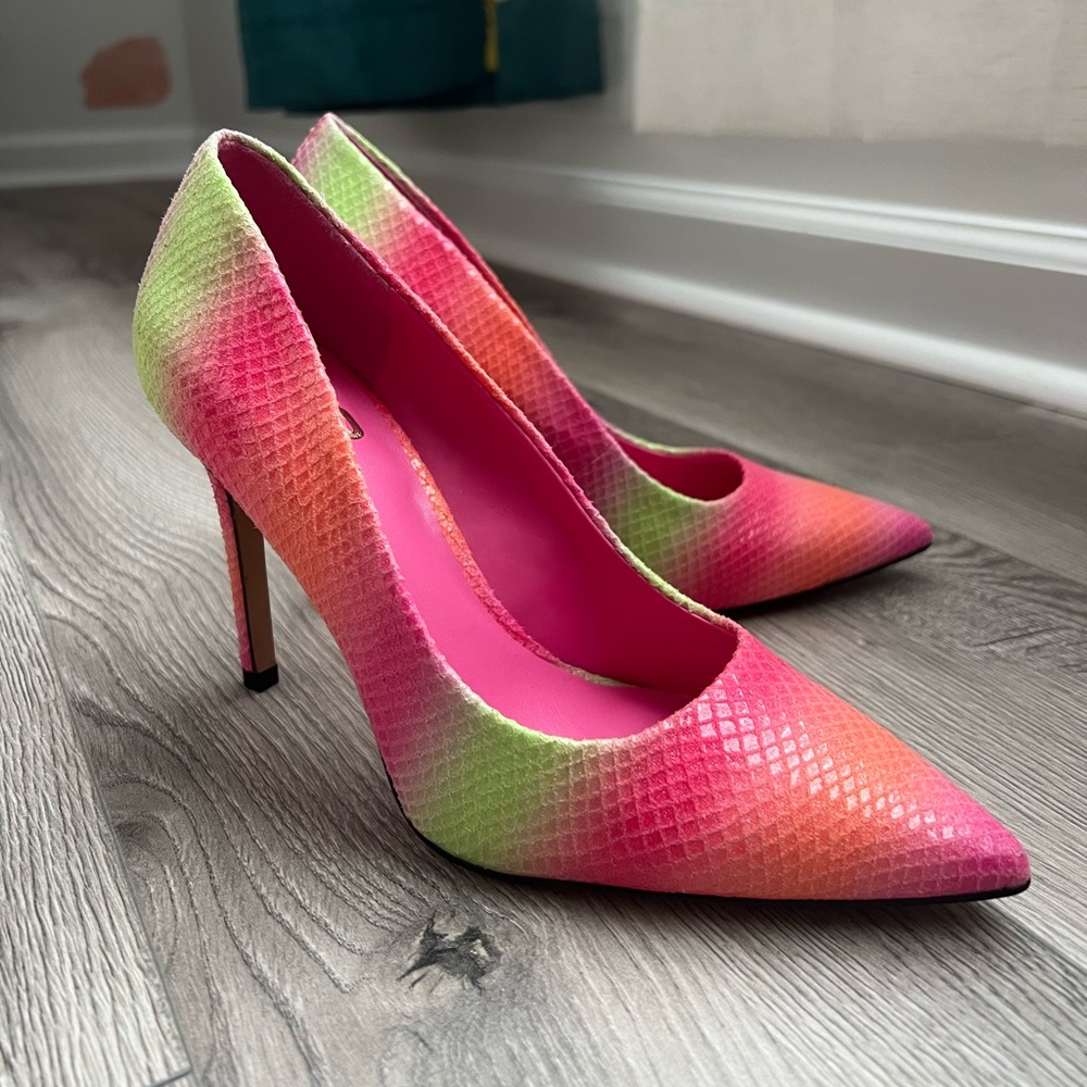 Mix No.6 Pointy Neon Pink, Orange, and Green Heels